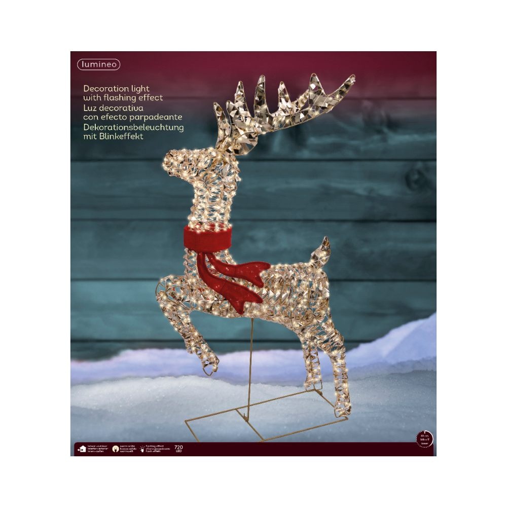 Rendier met verlichting | kunststof | goud/warm wit | 100cm