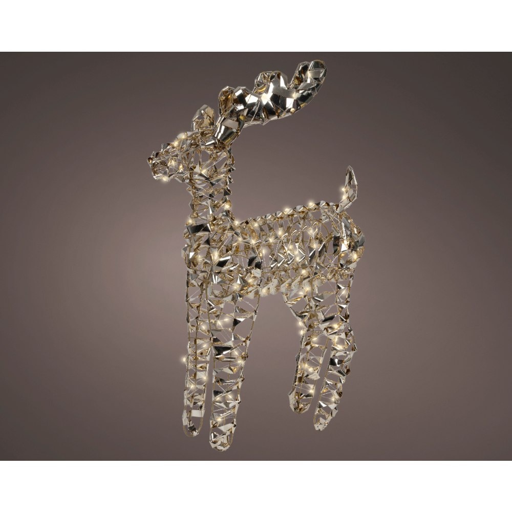 Rendier met verlichting | kunststof | goud/warm wit | 66cm