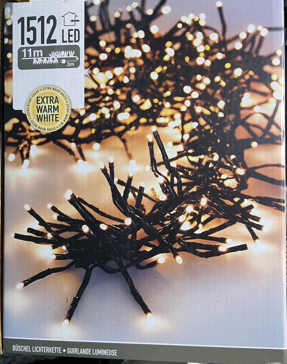 Kerstverlichting cluster | 1512 LED lampjes | extra warm wit | 11m
