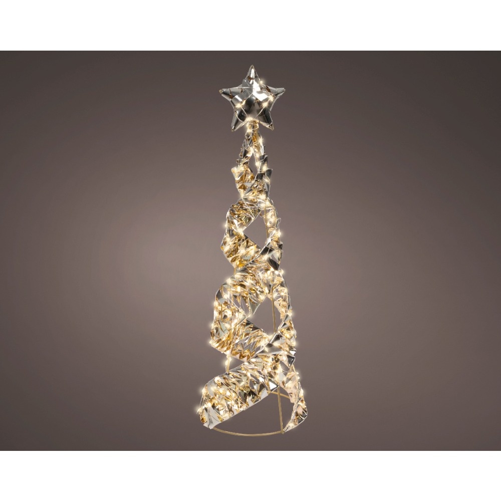 Kegel met verlichting en ster | kunststof | goud/warm wit | 60cm