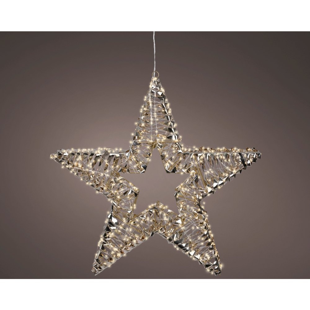 Kerstster met verlichting | kunststof | goud/warm wit | 60cm