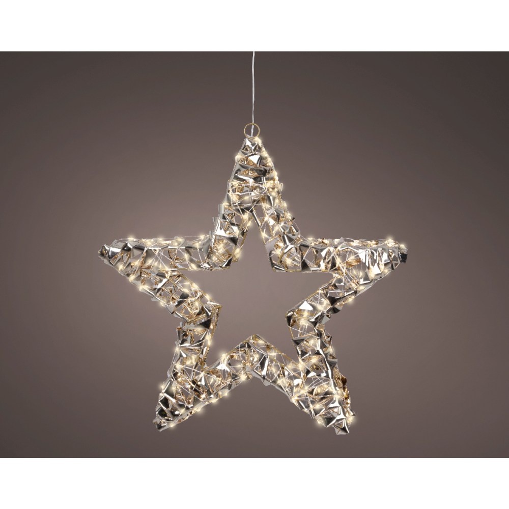 Kerstster met verlichting | kunststof | goud/warm wit | 38cm