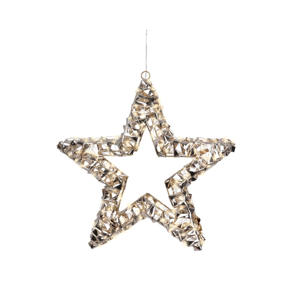 Kerstster met verlichting | kunststof | goud/warm wit | 38cm