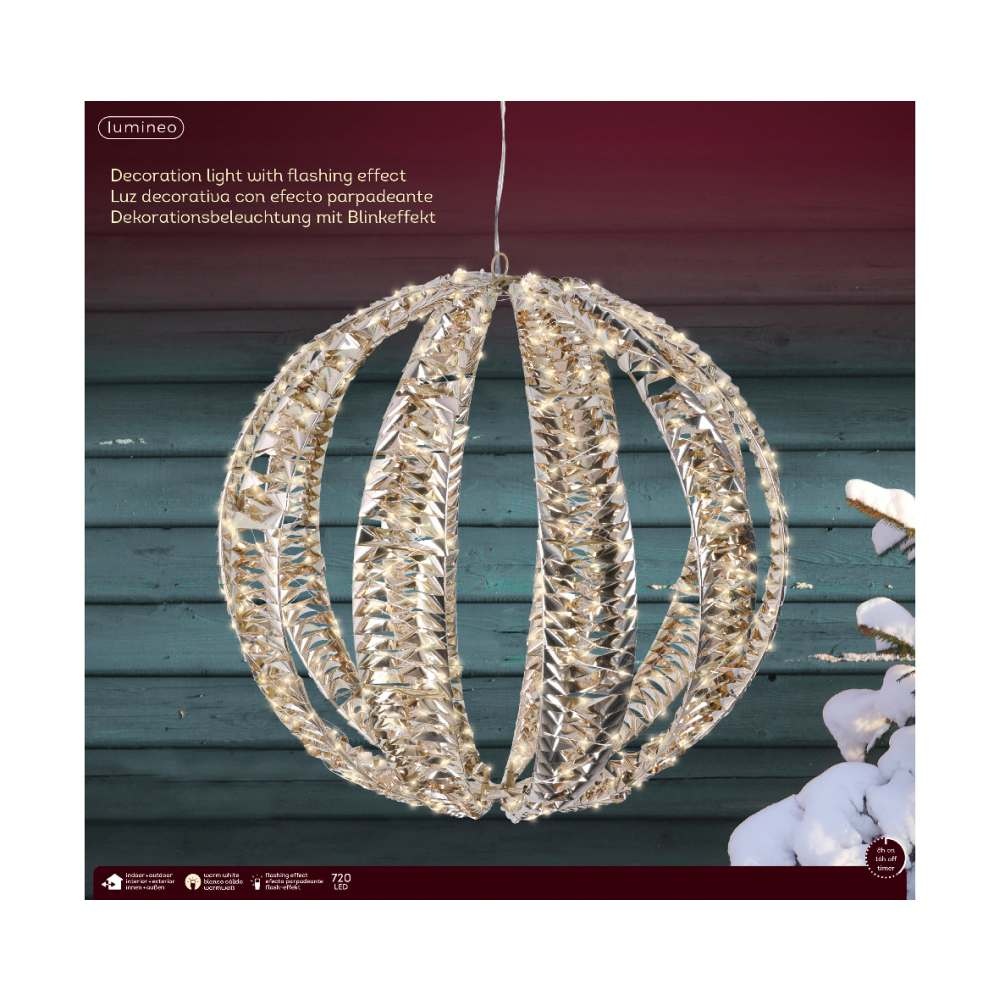 Bal met verlichting | kunststof | goud/warm wit | 50cm