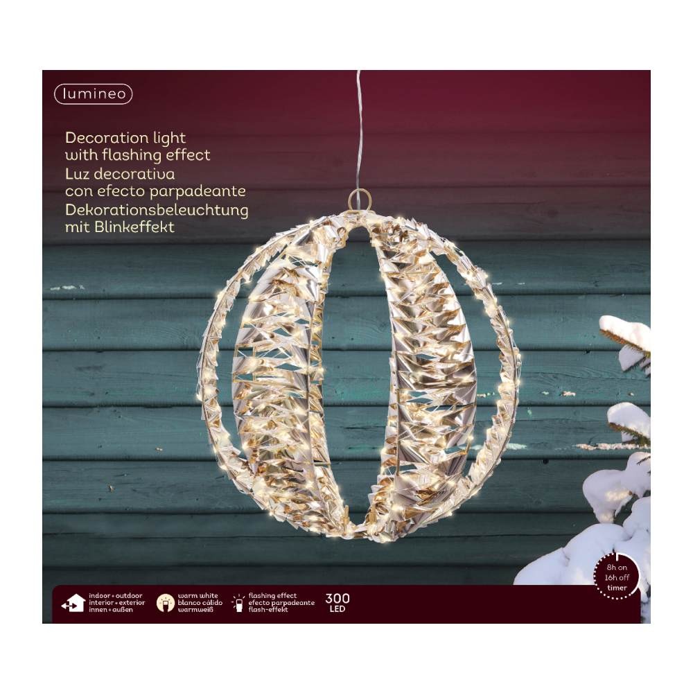 Bal met verlichting | kunststof | goud/warm wit | 30cm