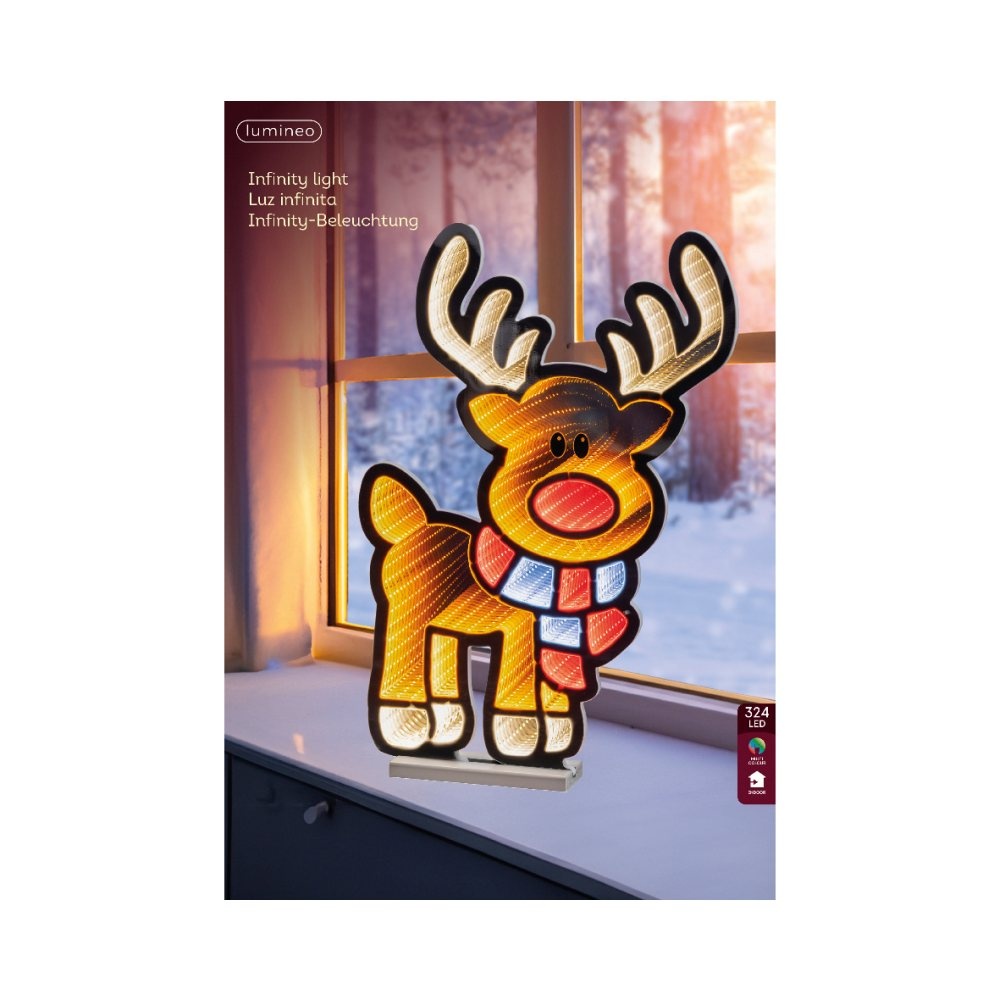 Rendier infinity lamp | kunststof | bruin/rood | 60cm