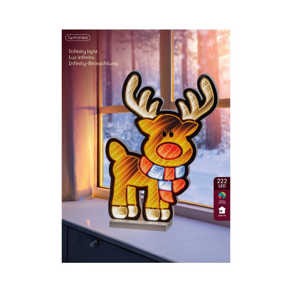 Rendier infinity lamp | kunststof | bruin/rood | 40cm