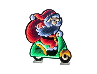 Kerstman op scooter infinity lamp | kunststof | groen/rood | 60,2cm