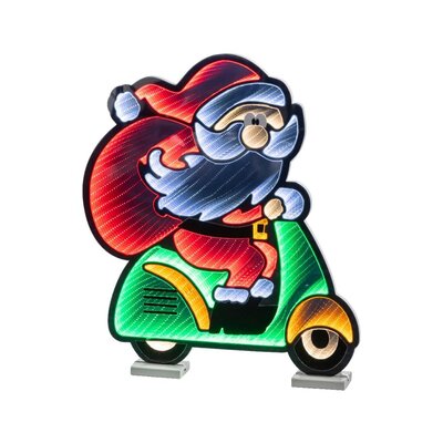 Kerstman op scooter infinity lamp | kunststof | groen/rood | 60,2cm