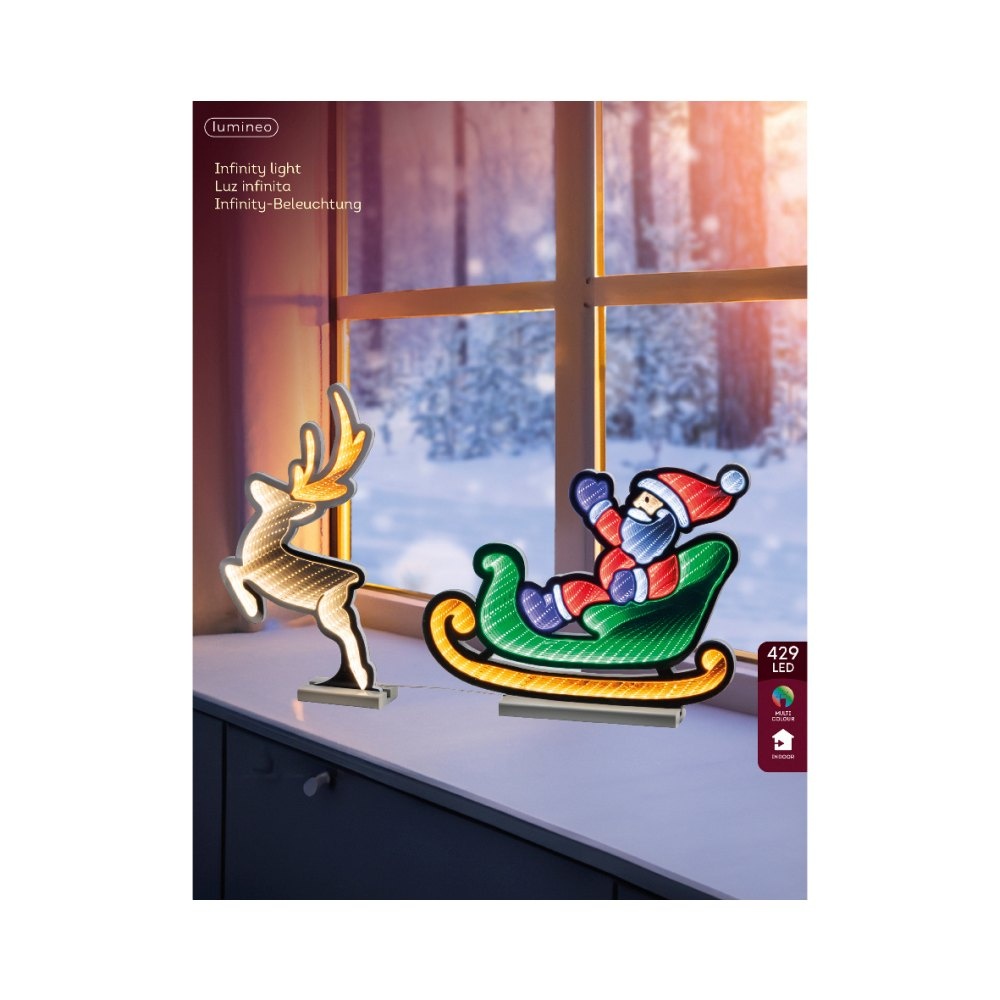 Kerstman in slee infinity lamp | kunststof | groen/goud | 44,6cm