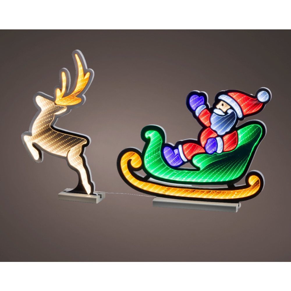 Kerstman in slee infinity lamp | kunststof | groen/goud | 44,6cm