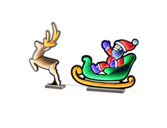 Kerstman in slee infinity lamp | kunststof | groen/goud | 44,6cm