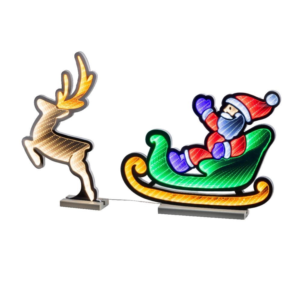 Kerstman in slee infinity lamp | kunststof | groen/goud | 44,6cm