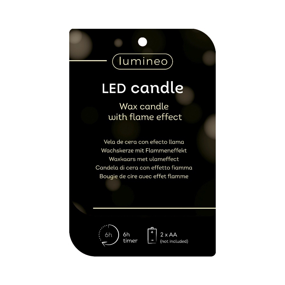 LED kerstboom kaars | wax | bruin/warm wit | ø9x13,5cm