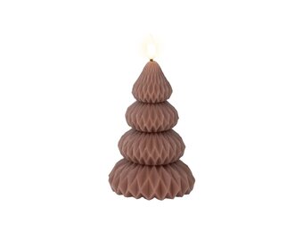 LED kerstboom kaars | wax | bruin/warm wit | ø9x13,5cm