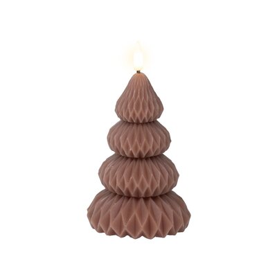 LED kerstboom kaars | wax | bruin/warm wit | ø9x13,5cm