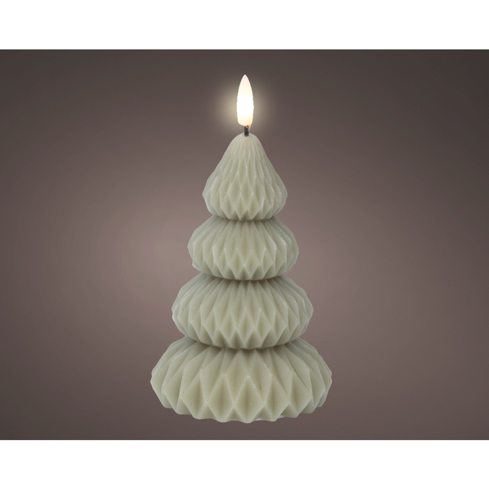LED kerstboom kaars | wax | groen/warm wit | ø9x13,5cm
