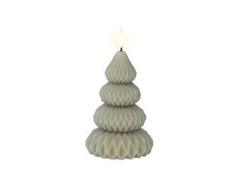 LED kerstboom kaars | wax | groen/warm wit | ø9x13,5cm