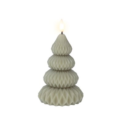 LED kerstboom kaars | wax | groen/warm wit | ø9x13,5cm