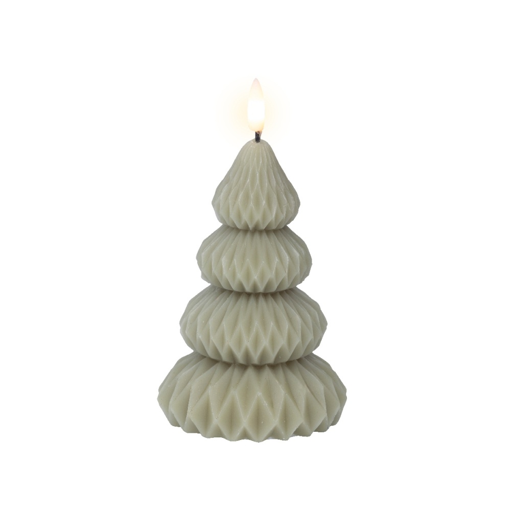 LED kerstboom kaars | wax | groen/warm wit | ø9x13,5cm