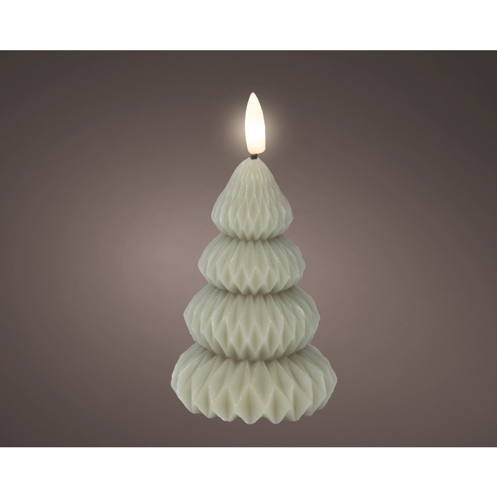 LED kerstboom kaars | wax | groen/warm wit | ø7,2x10,5cm