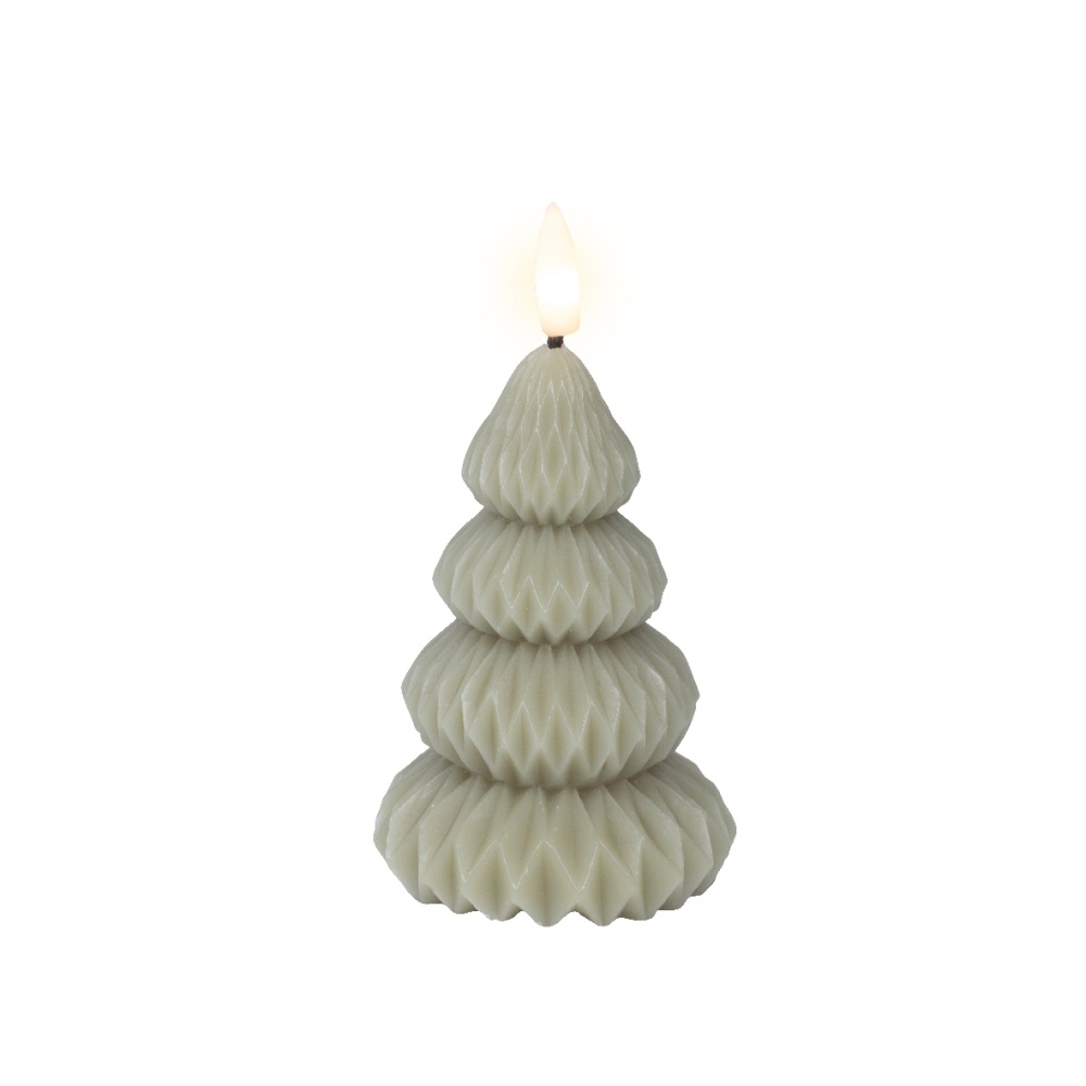 LED kerstboom kaars | wax | groen/warm wit | ø7,2x10,5cm