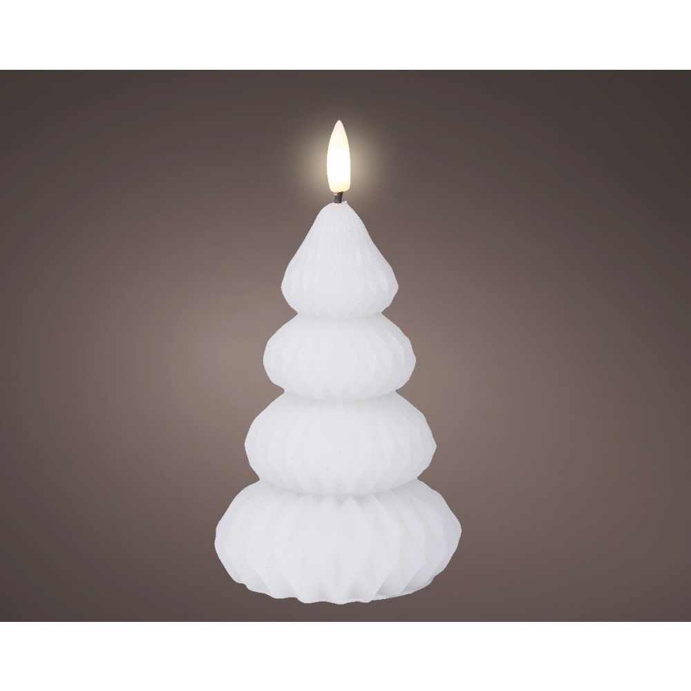LED kerstboom kaars | wax | wit/warm wit | ø9x13,5cm