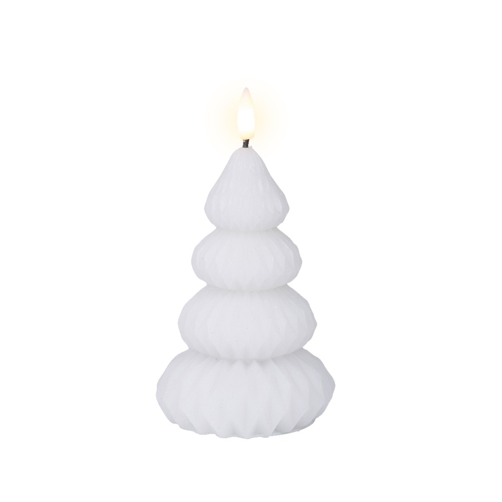 LED kerstboom kaars | wax | wit/warm wit | ø9x13,5cm