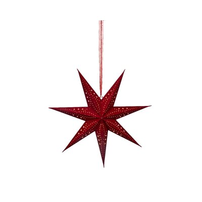 Kersthanger ster met LED lampjes | papier | rood | 24,5cm