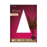 Kersthanger ster met LED lampjes | papier | bruin | 18,5cm