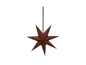 Kersthanger ster met LED lampjes | papier | bruin | 18,5cm