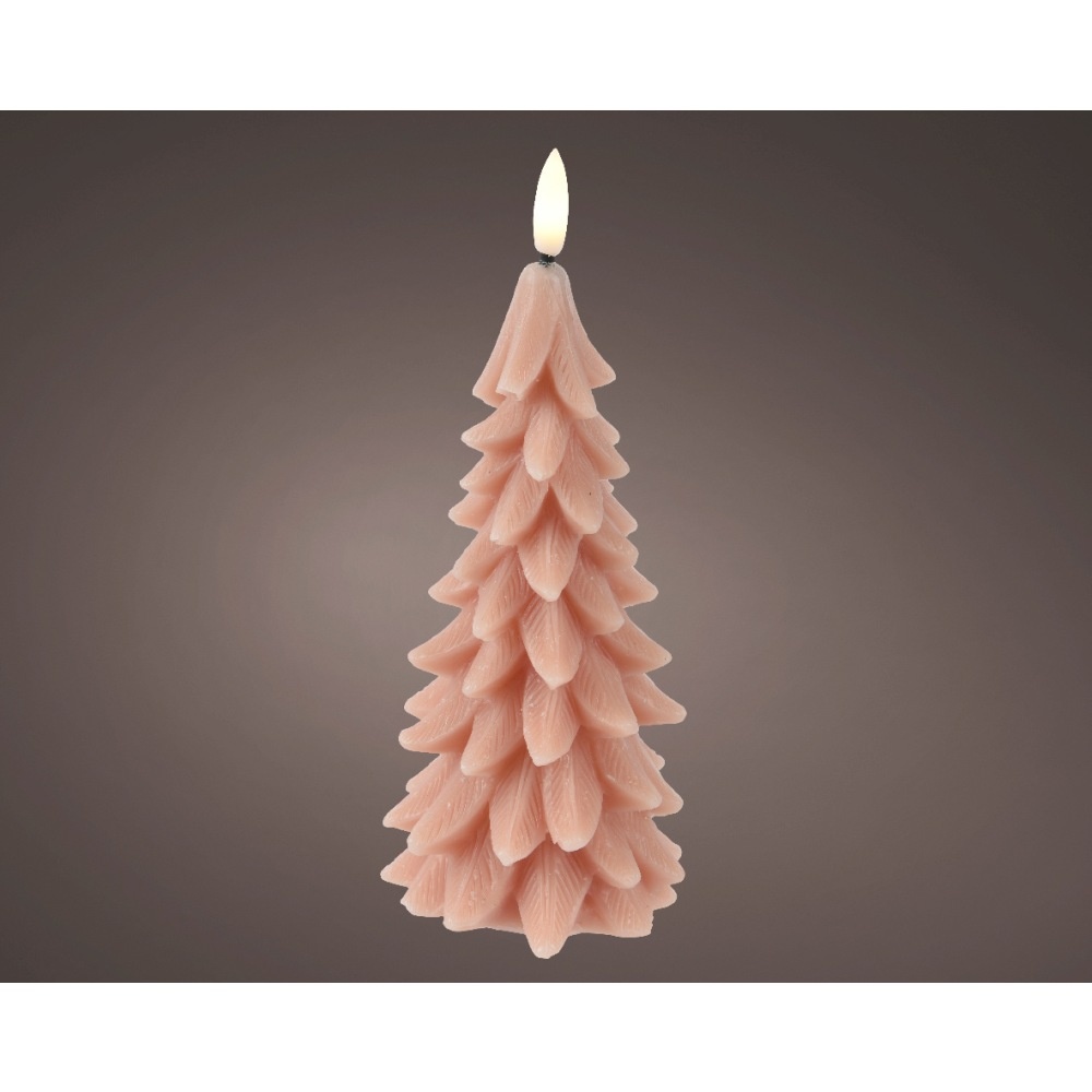 LED kerstboom kaars | wax | roze/warm wit | ø8x19,3cm