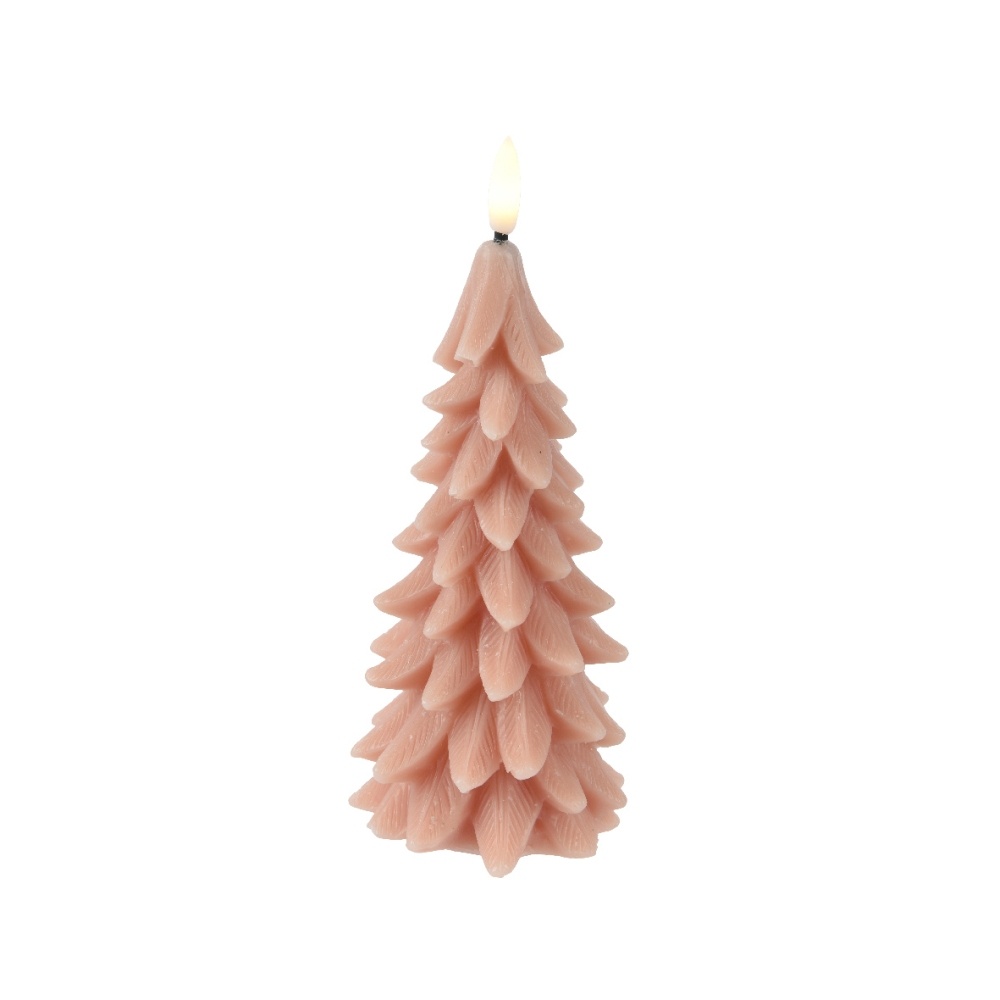 LED kerstboom kaars | wax | roze/warm wit | ø8x19,3cm