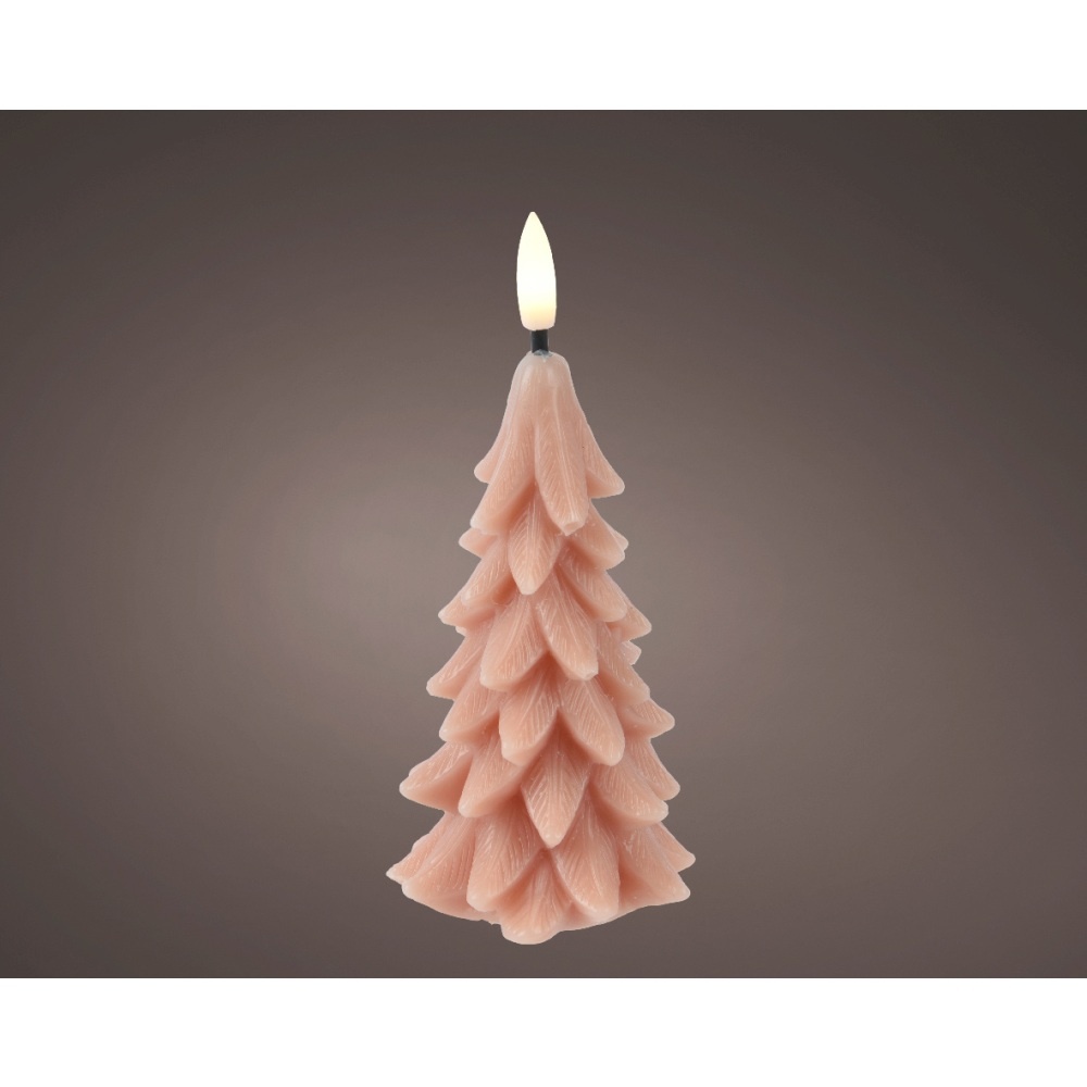 LED kerstboom kaars | wax | roze/warm wit | ø7x15,5cm