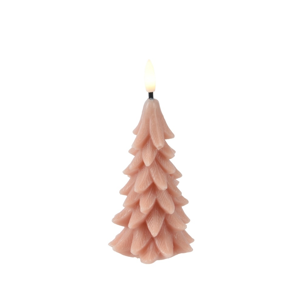 LED kerstboom kaars | wax | roze/warm wit | ø7x15,5cm