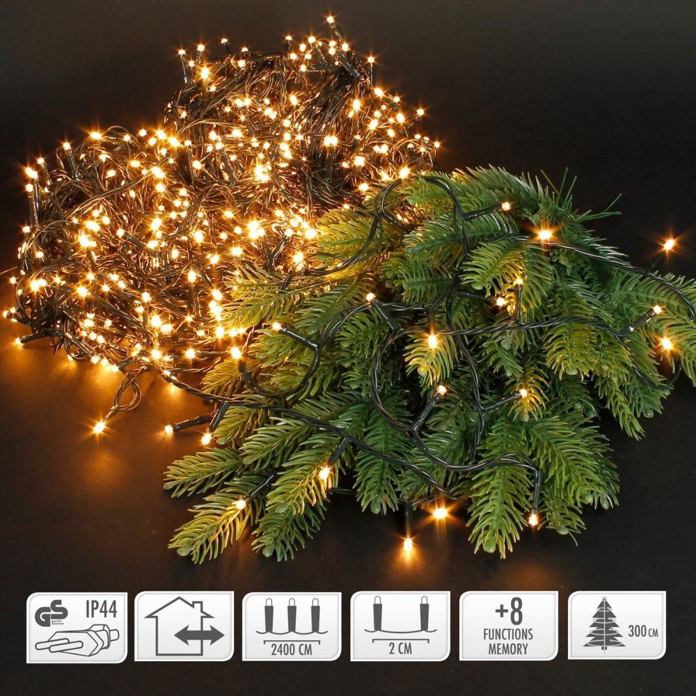 Kerstverlichting microcluster | 1200 LED lampjes | extra warm wit | 24 meter