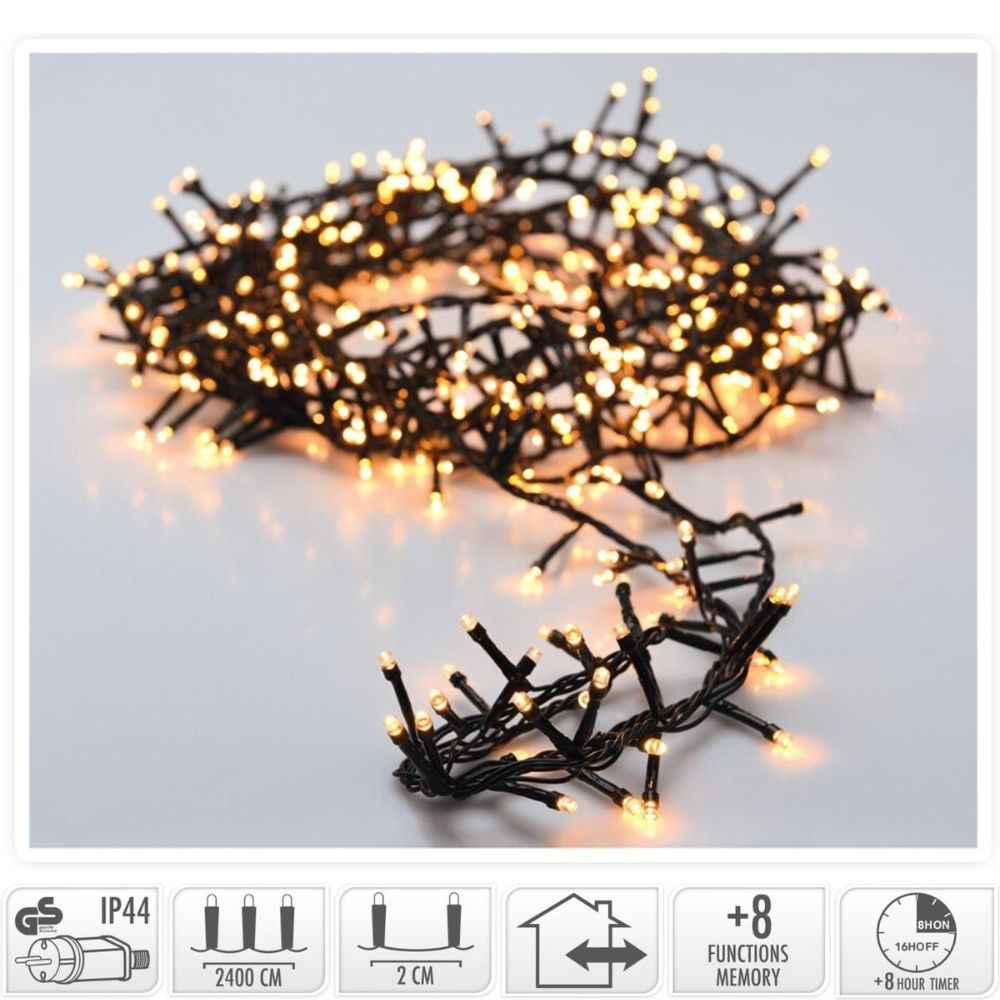 Kerstverlichting microcluster | 1200 LED lampjes | extra warm wit | 24 meter