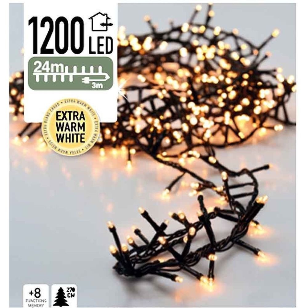 Kerstverlichting microcluster | 1200 LED lampjes | extra warm wit | 24 meter