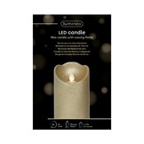 LED kaars | wax | goud/warm wit met bewegend lampje | ø7,5x12,5cm