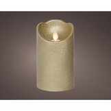 LED kaars | wax | goud/warm wit met bewegend lampje | ø7,5x12,5cm