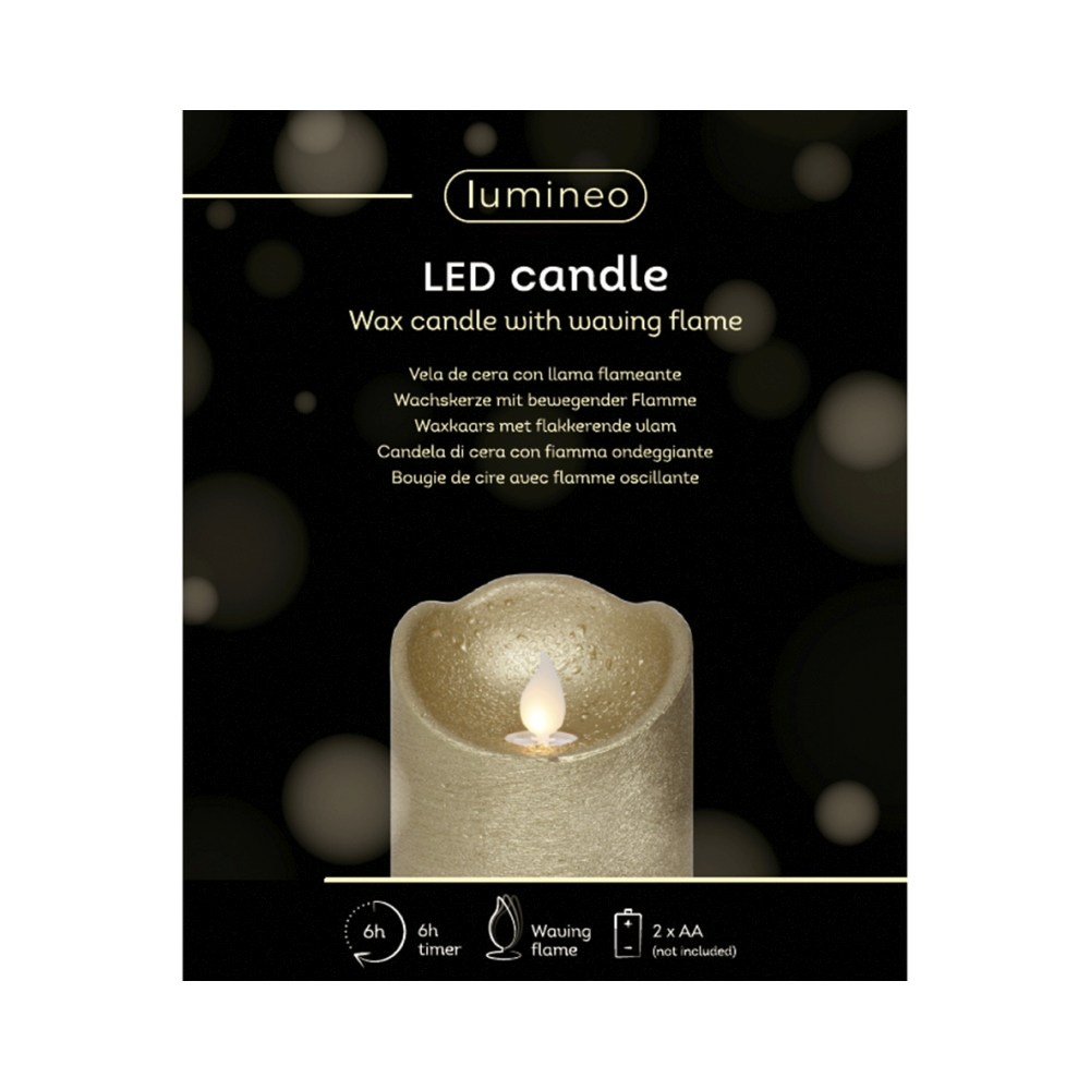 LED kaars | wax | goud/warm wit met bewegend lampje | ø7,5x10cm