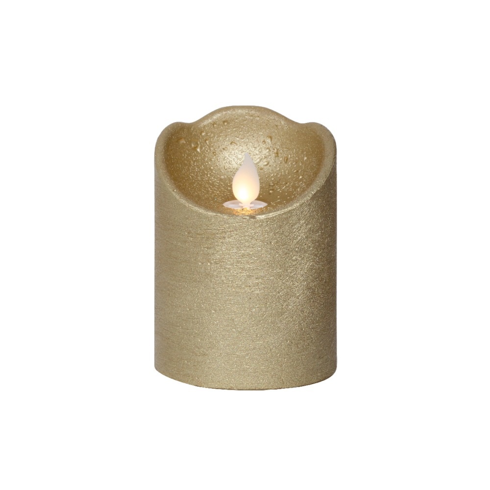 LED kaars | wax | goud/warm wit met bewegend lampje | ø7,5x10cm