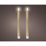 LED dinerkaarsen set van 2 | wax | goud/warm wit | 24,5cm