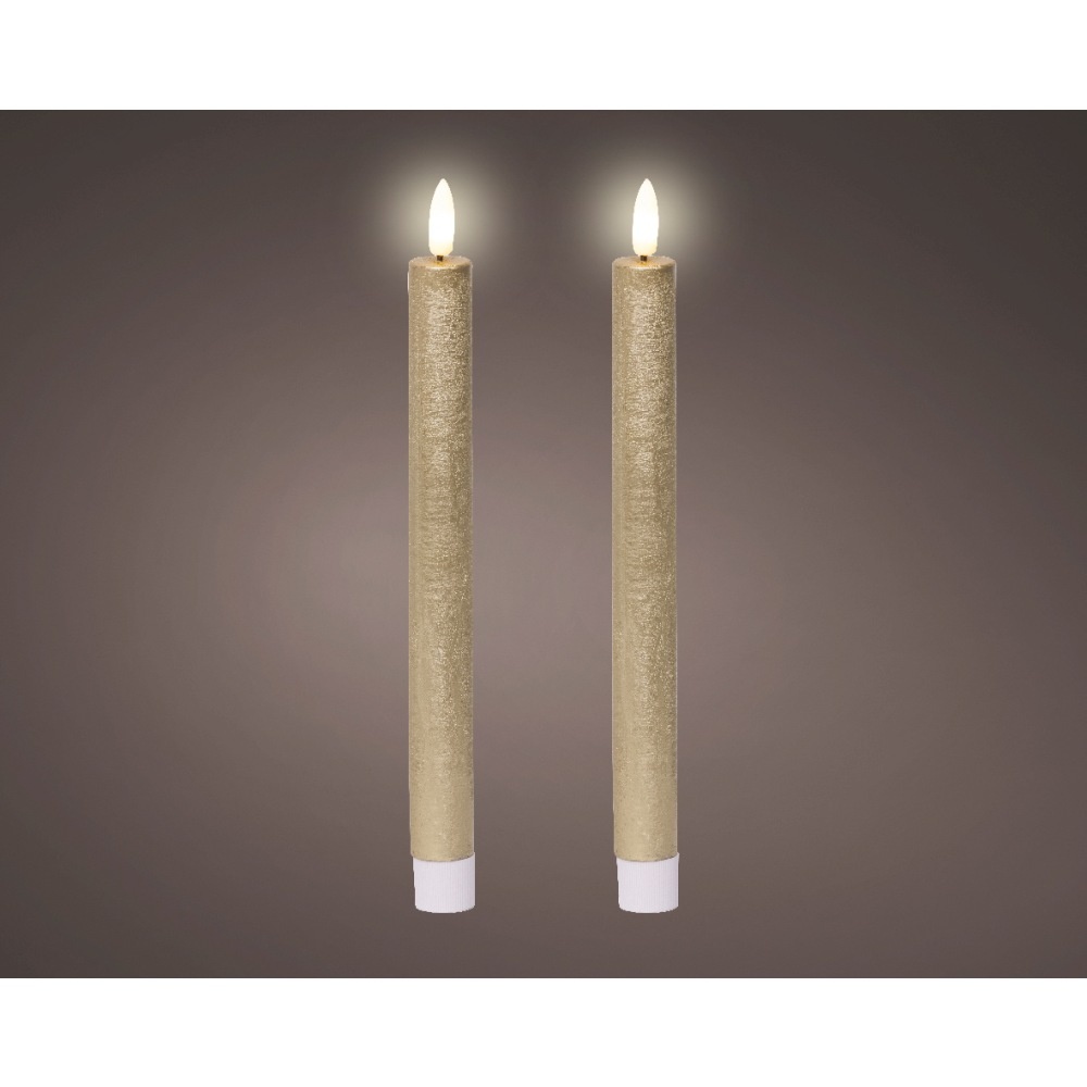 LED dinerkaarsen set van 2 | wax | goud/warm wit | 24,5cm