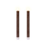 LED dinerkaarsen set van 2 | wax | donker bruin/warm wit | 24,5cm