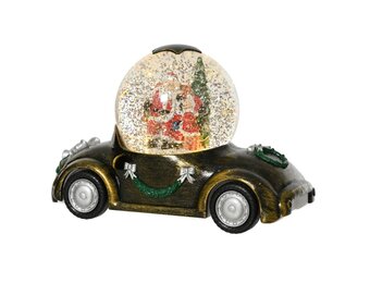 Sneeuwbol luxe auto met LED lampjes | zwart | 14,6cm