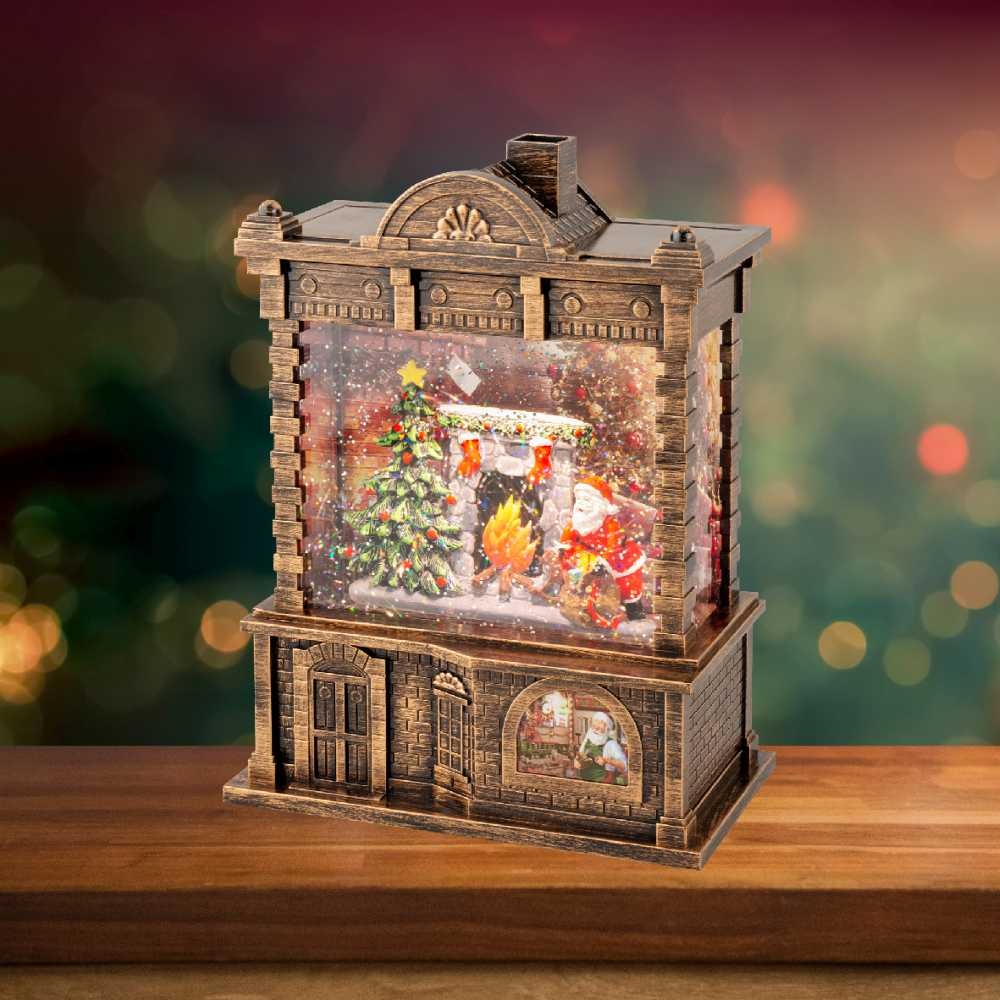 Sneeuwbol kast met LED lampjes | goud | 21,7cm