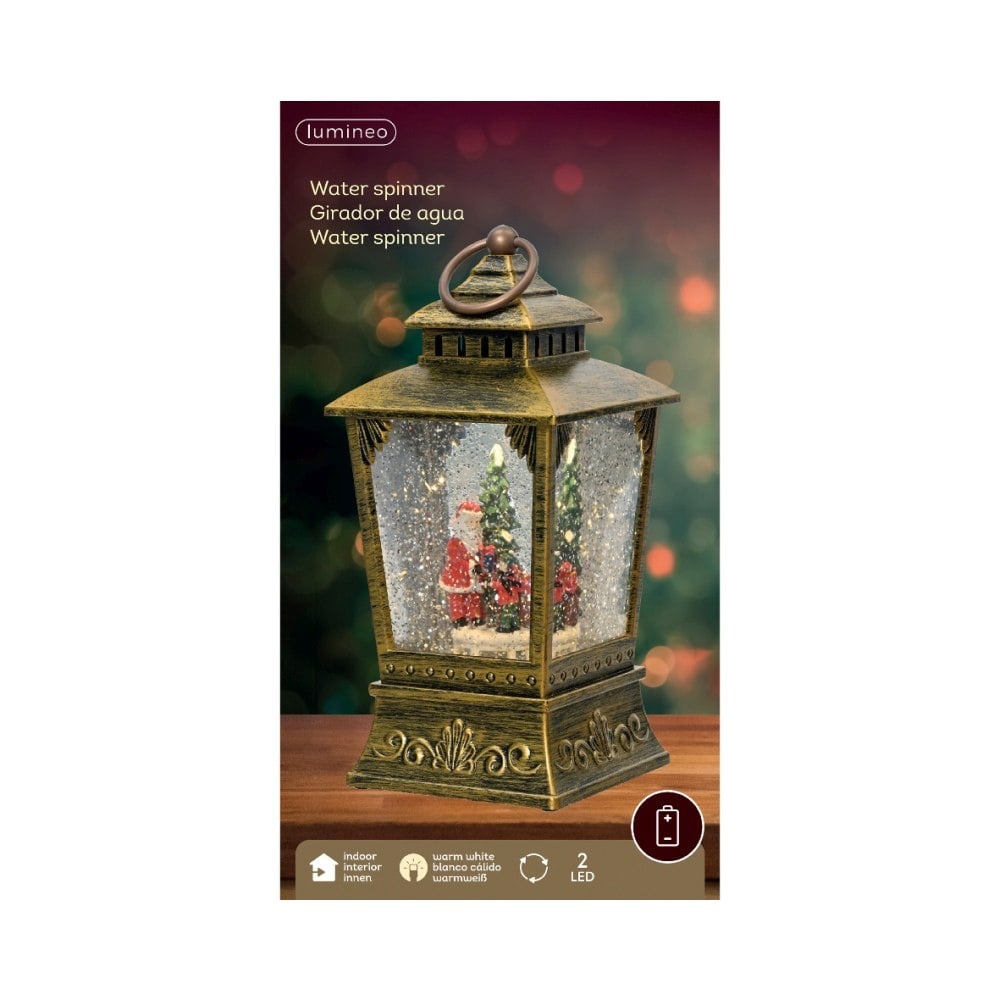 Sneeuwbol lantaarn met LED lampjes | goud | 24cm