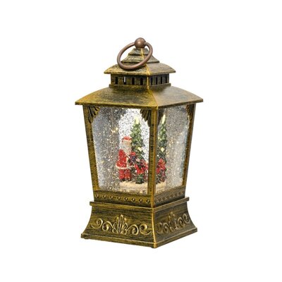 Sneeuwbol lantaarn met LED lampjes | goud | 24cm