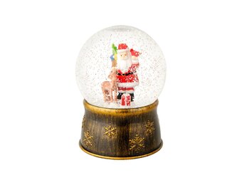 Schudbol | kerstman | plastic | goud/warmwit | 17,5cm